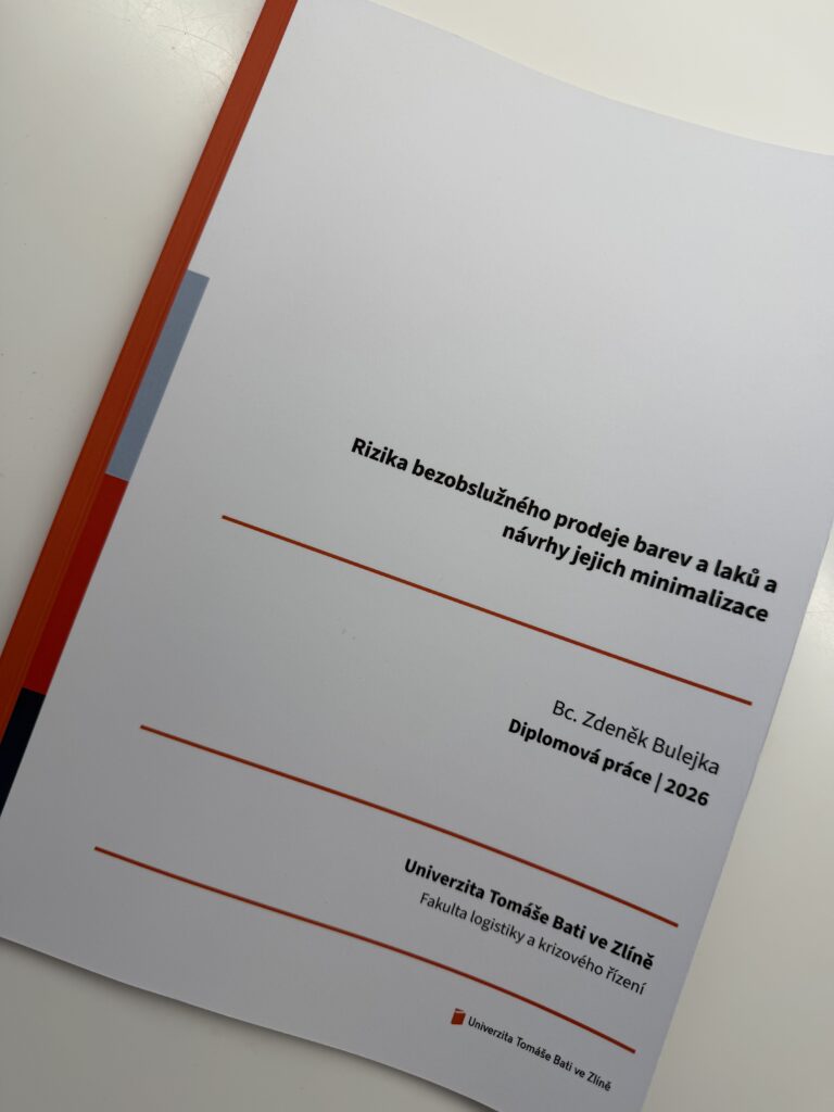 Diplomová práce Zdeňka Bulejky na téma Rizika bezobslužného prodeje barev a laků a návrhy jejich minimalizace
